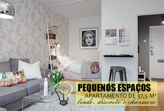 Apartamento de 37,5 m²: lindo, discreto e charmoso