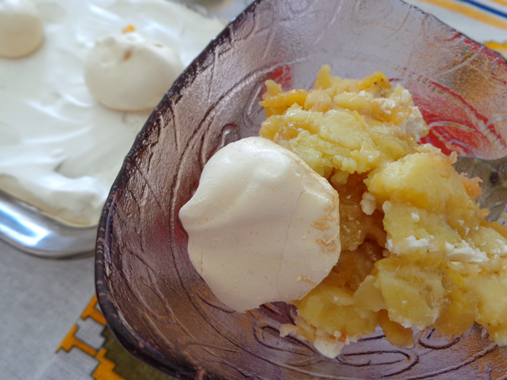 (receita) Pavê de banana e maçã com cobertura de suspiro