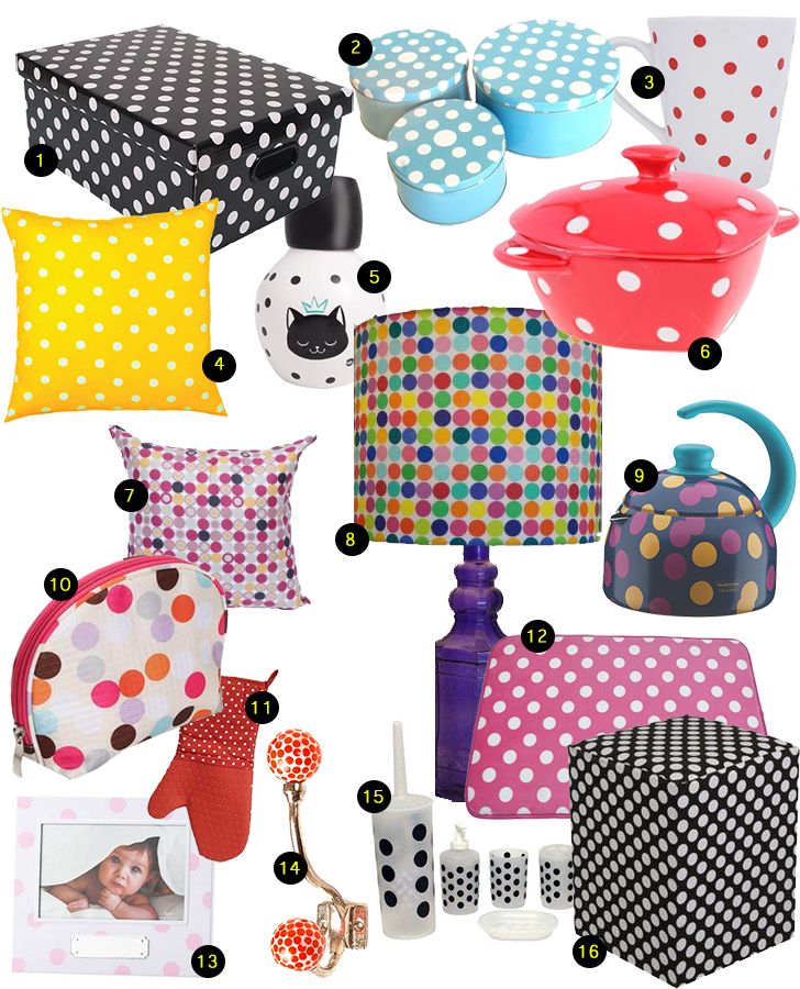 Compras: itens de decoração com bolinhas (ou poás)