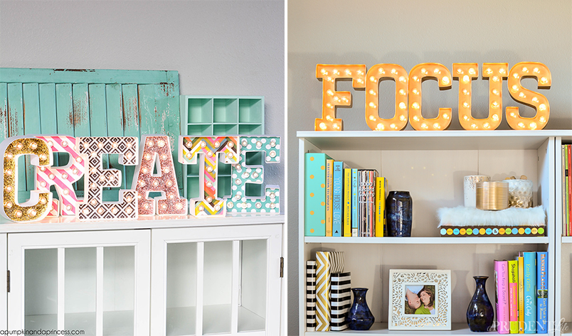 Letras luminosas na decoração