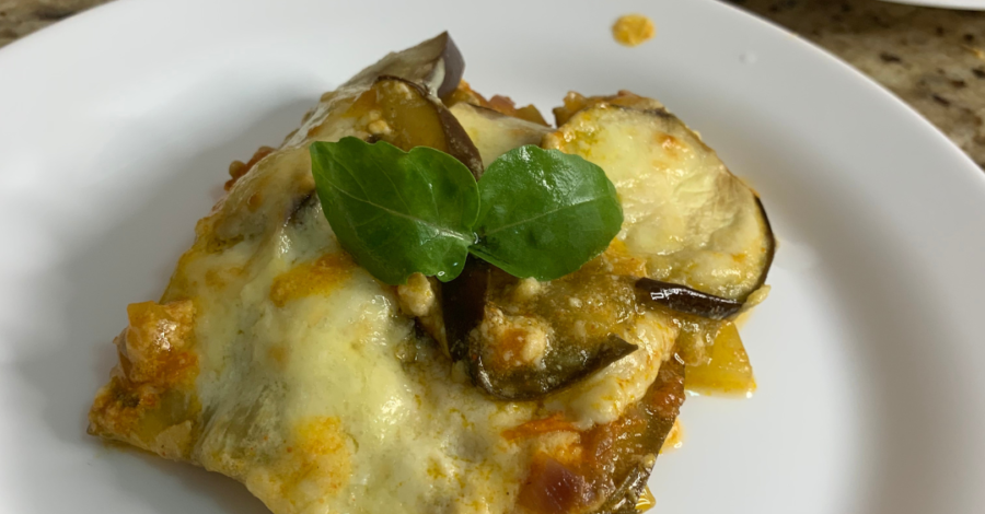 Receita vegetariana: lasanha de berinjela com abobrinha